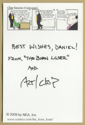 Chip Sansom - American cartoonist - The Born Loser - Signed card - 2009