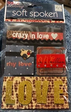 MAMBI Soft Spoken Scrapbook Layered 3D Stickers BLING LOVE GLITTER