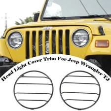 Front Headlight Lamp Guard Protector Cover Trim Metal For Jeep Wrangler TJ 97-06