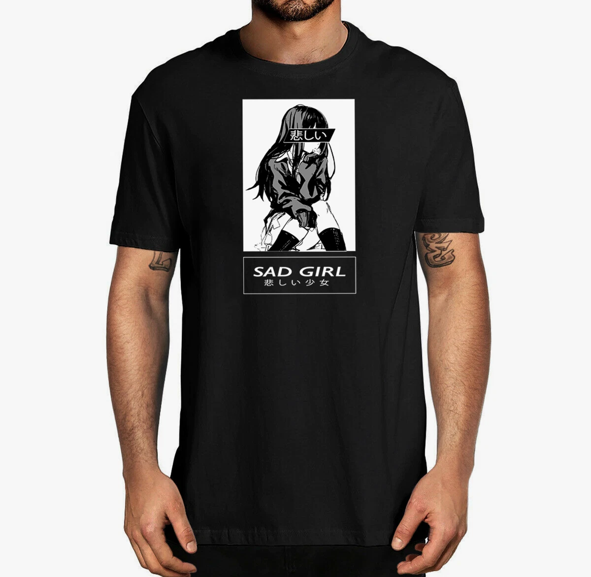 Sad Girl Anime Shirt, Nu Goth, Senpai, Hentai, Ahegao Sad Girl Anime Shirt, Nu Goth, Senpai, Hentai, Ahegao