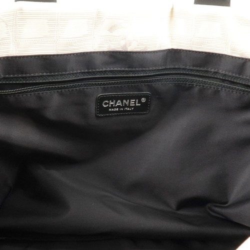 Auth CHANEL New Travel Line Tote Bag Light Beige Nylon Jacquard A15991 Used - Picture 19 of 24