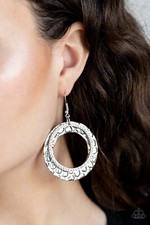 Cinematic Shimmer White Earrings Paparazzi New