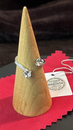 Swarovski Premium Austrian Crystal Heart Bypass Ring in Platinum/ Sterling 7 - Picture 4 of 11