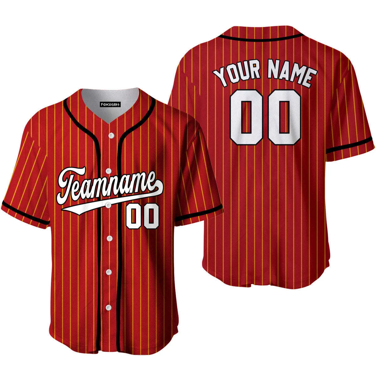 black and red pinstripe baseball jersey