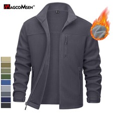 Mens Fleece Lined Coat Athletic Outdoor Hiking Fishing Zip Up Warm Spring Jacket