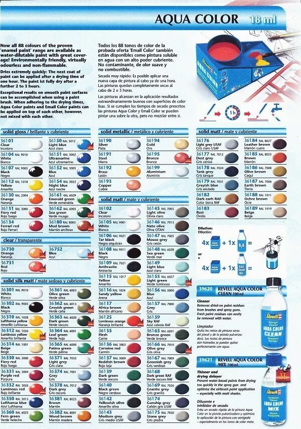 MODEL PAINT 5 X REVELL 18ml AQUA ACRYLIC PAINTS CHOOSE ANY 5 COLOURS