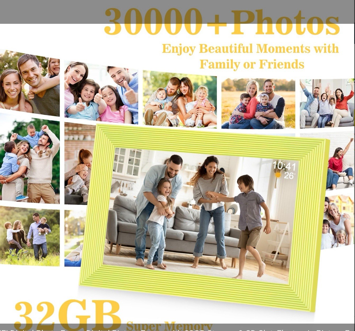 10.1 inch WIFI Digital Picture Frame FRAMEO 32GB HD IPS Touch Screen App Green