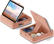 KDD Tablet Pillow Stand with Storage, Foldable iPad Holder for Peach Fuzz