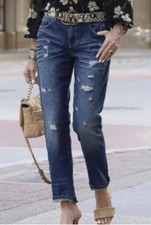 Cabi 100 Bf Boyfriend Distressed Cotton Jeans Style 4152 Size 0 inseam 28