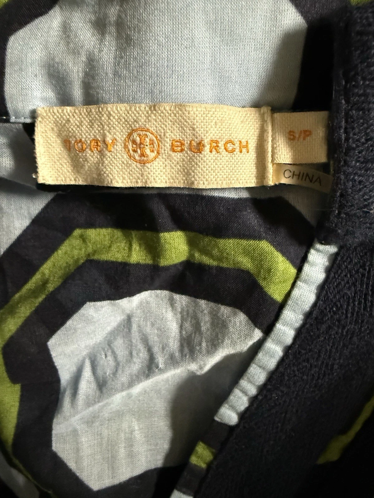 Tory Burch Tory tunica S caftano resort copricostume da bagno David Hicks Geo ottagonale