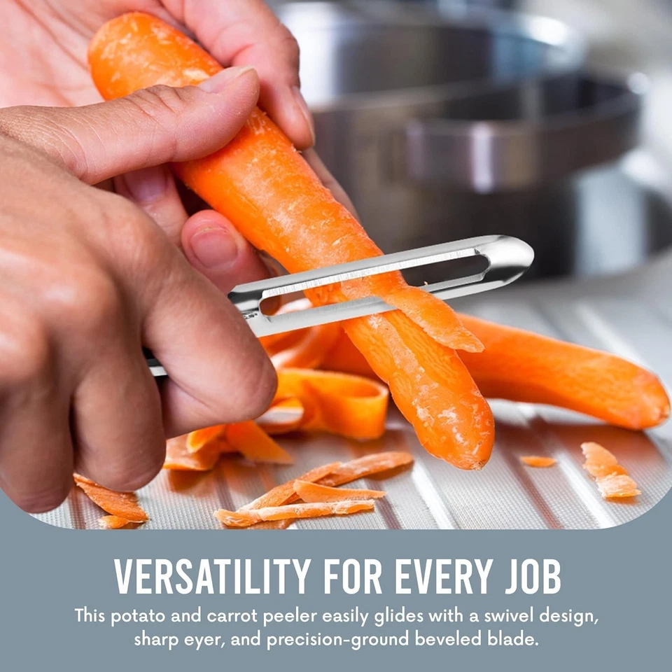 Pelador de Verduras Acero Inoxidable Mango Ergonómico Herramienta de Cocina para Frutas y... Foto 4 de 4
