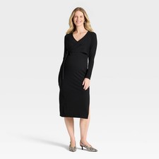 Long Sleeve Wrap Midi Maternity Sweater Dress - Isabel Maternity by Ingrid