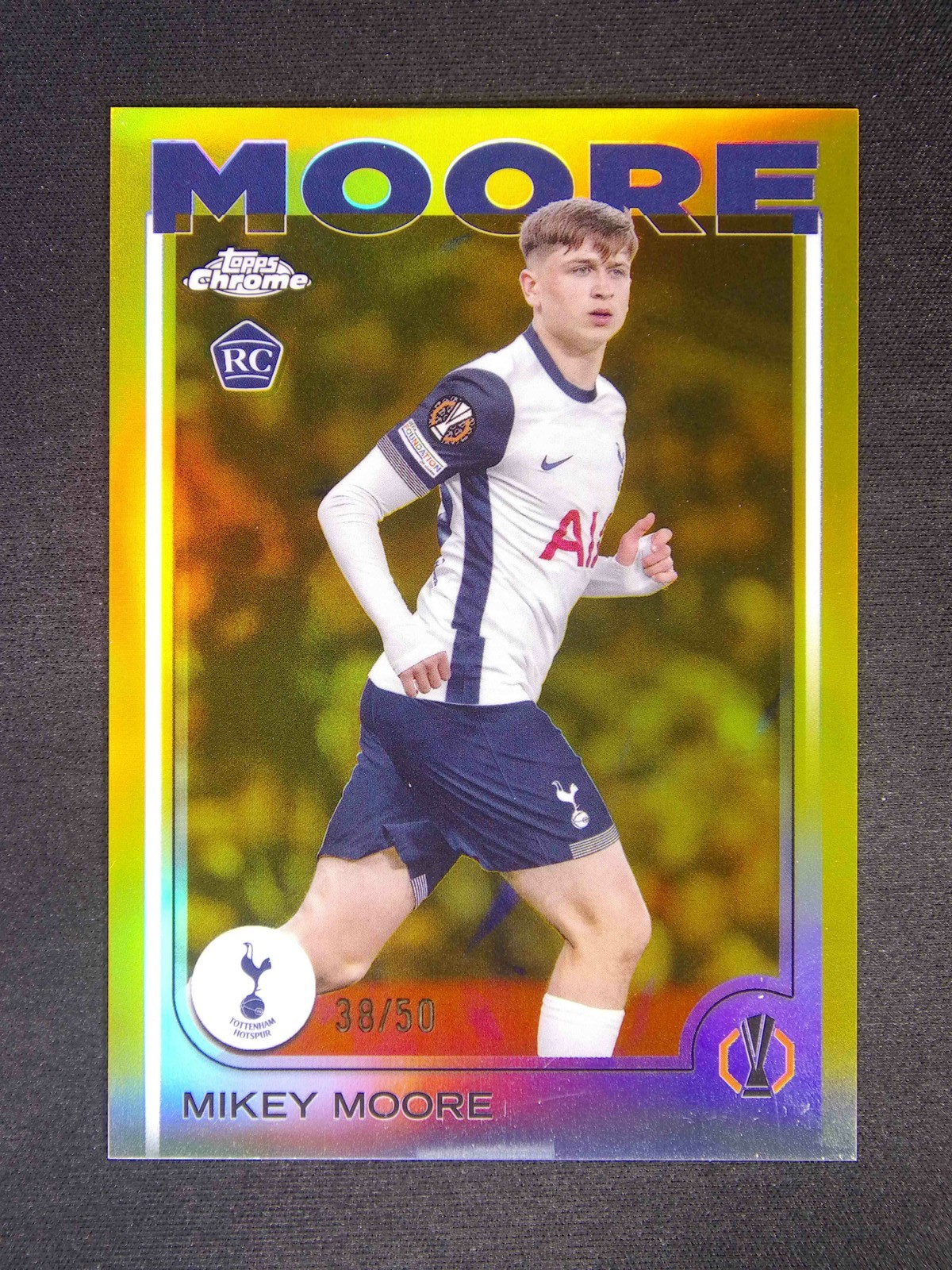 2024-25 Topps Chrome UEFA Mikey Moore #199 RC Rookie Gold Refractor /50