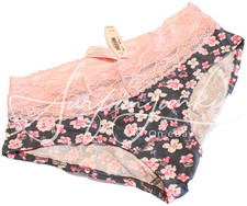 Victoria's Secret Vintage Panties Panty Small Low Rise Hiphugger Pink Floral Gra