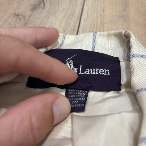 Blazer Vintage Ralph Lauren Viola Collezione 100% Lino Taglia 2 Made in USA VINTAGE - Foto 8 di 9