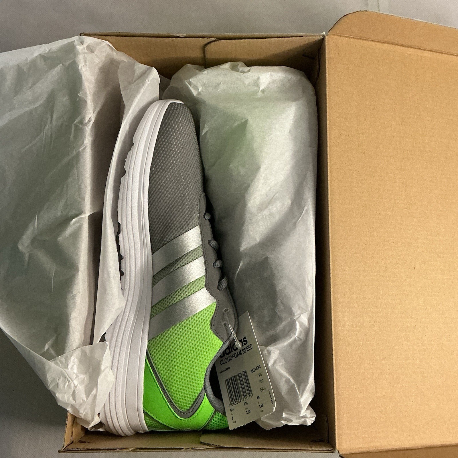 Adidas Neo Trainers 6.5 UK Cloud Foam Speed Running Unisex New Grey White Lime image 7