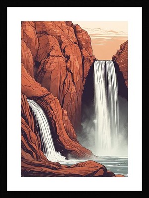 Epischer Wasserfall gerahmtes Wandbild Poster Leinwanddruck Bild