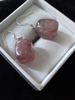 Sterling 925 Hand Square Cut Tumbled Amethyst Dangle Earrings Custom