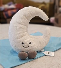 Jellycat London Amuseable White Moon Medium 11" Crescent Stuffed Plush W Dustbag