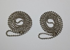 2 24" Nickel Plated Steel 2.4mm Flat Ball Bead Military Dog Tag Chain USA Made