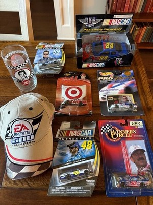 NASCAR Collectible Lot Die-Cast Cars EA Sports Hat Pin Pez Glass and Pin