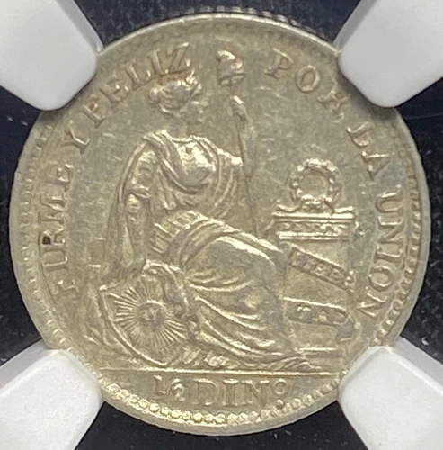PERU 1912 Silver 1/2d Half Dinero Coin Rare High Grade NGC AU53, PRICED TO SELL!