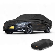 Car Cover Waterproof All Weather 190T-PU Black Fit for Sedan Length 177" to 185"
