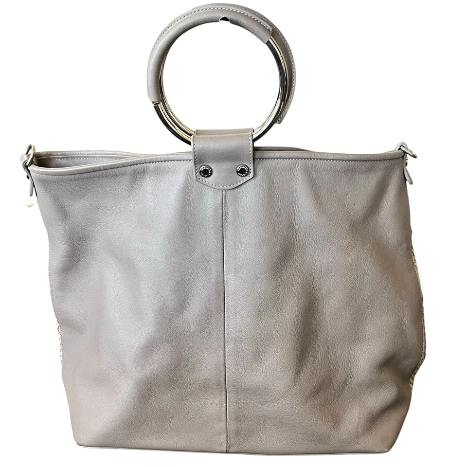 Roberta Gandolfi Handbag Tote Purse Natural Taupe Genuine Leather Tassels Italy - Image 4 of 4