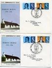 1966 ROBERT BURNS ORD.+PHOS. GREAT BRITAIN QE2 GPO FDC x2 EDINBURGH PMKS VGC