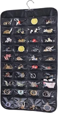 Cemueo Hanging Jewelry Organizer, Double Sided 80 Pocket Jewelry Chain Storage B