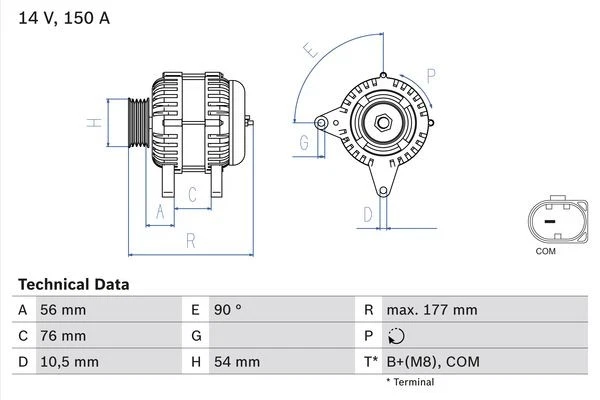 ALTERNATOR 0 986 080 580 FOR BMW 1/E87/3/E9 M47D20 N47D20C/A 2.0L 4cyl 1 E87 - Image 2 of 4