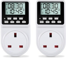2 Pack 24 Hour Digital Timer Plug Socket UK On/Off Repeat Cycle 13A Countdown