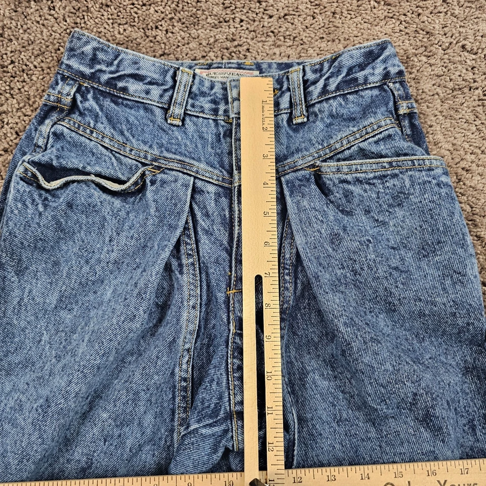 Pantalones de mezclilla Guess vintage para mujer 27 cónicos mamá lavado ácido tiro alto algodón EE. UU. 22x29 Foto 3 de 4