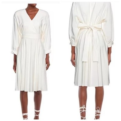 Bash Ba&sh Cauka Tie Waist Dress Women Small Pleated Sleeve Buckle Belt NWT