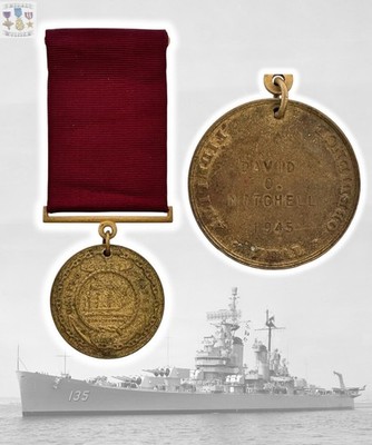 D-DAY OPER. NEPTUNE NAMED 1945 NAVY GOOD CONDUCT MEDAL DAVID MITCHELL RESEARCH