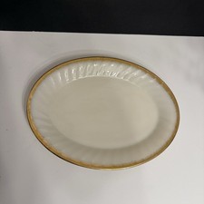 VTG Fire King Oval Milk Glass Platter Gold-To...
