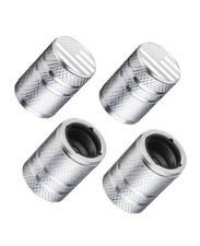 Tire Valve Stem Caps - 4 Pack Metal Air Caps with American Flag Silver