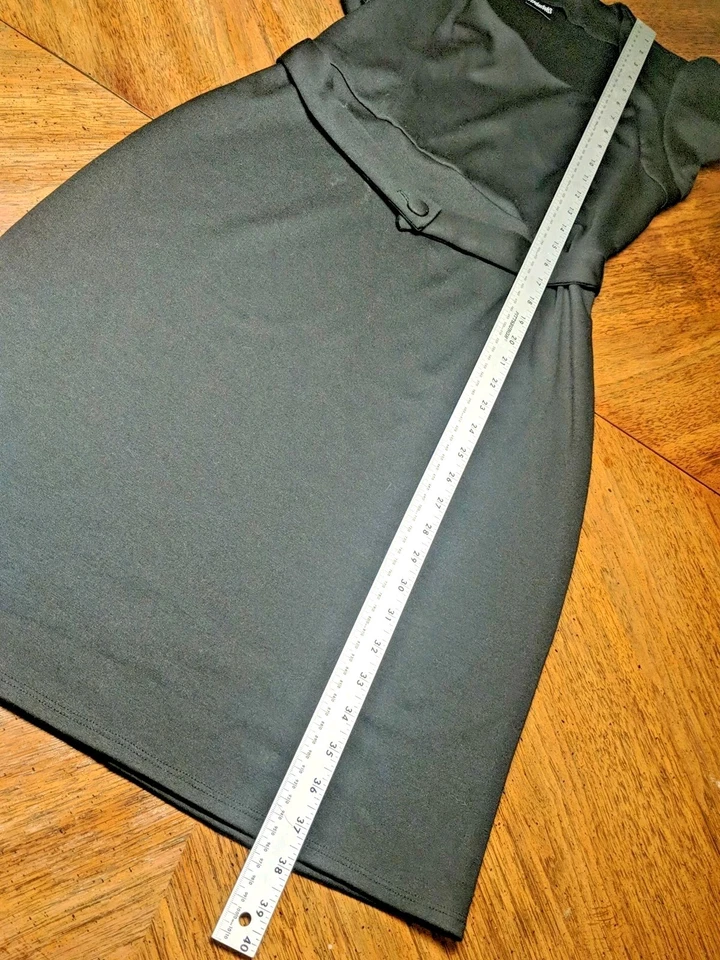 Vestido Fredericks Of Hollywood Negro Manga Gorra Hasta la Rodilla Cuello Redondo 30Wx38L Foto 4 de 4