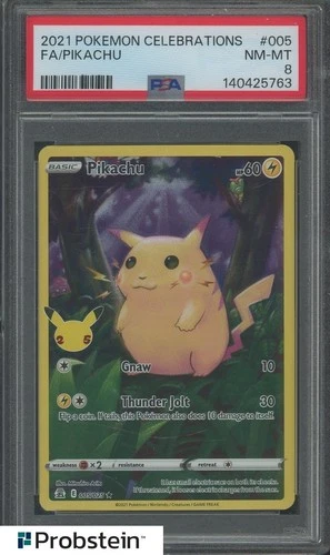 2021 Pokemon Celebrations #005 FA Pikachu PSA 8 NM-MT
