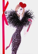 Papyrus Bella Pilar Glitter Boa Silver Heart Charm Valentine's Day Greeting Card