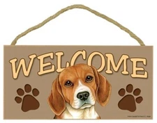BEAGLE Dog 5 x 10 Wood WELCOME SIGN Plaque USA Made