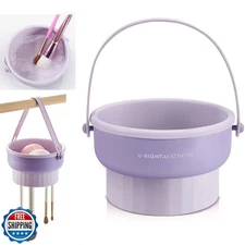 UPTOZOBLY 3 in 1 Brush Cleaning Mat with Brush Drying Holder, Sil