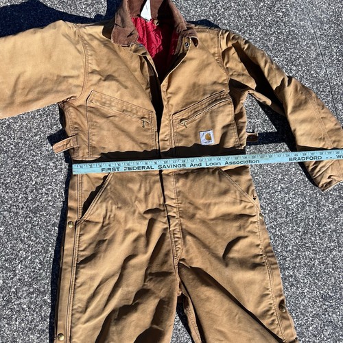 Vintage Carhartt Coveralls Mens 42S Large Insulated Quilted Workwear Duck Canvas - Picture 11 of 20