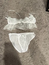 Whisper Lace Set XS 2 Piece Set Fits Very Small Crop Top And Thong Bottom