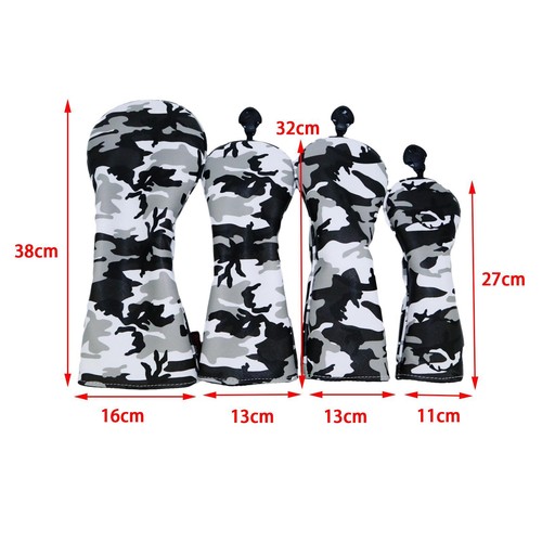 3/4Pcs Camo Golf Wood Headcover Fairway Head Covers Sleeve Case Protector - Picture 6 of 14
