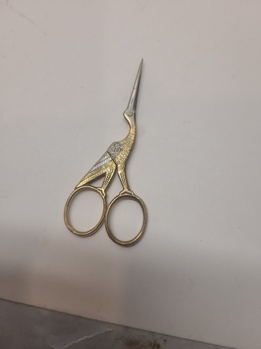 Vintage Embroidery Stork Scissors Gold/Silver Color 3-1/2" Germany- Free Shippin - Picture 2 of 8