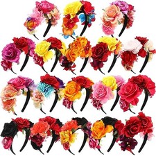 Xinnun 18 Pcs Rose Flower Crown Headband Mexican Easter Cosplay,18 Styles