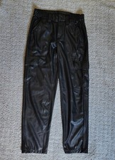 Woman's Size 6 Regular American Eagle Black Faux Leather Cargo Pants
