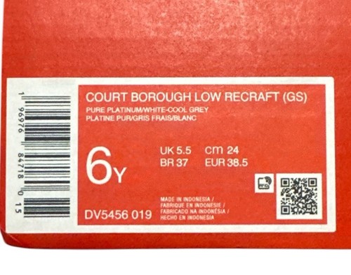 Nike, Court Borough Low Recraft GS, Größe 6 Y Pure Platinum/ White - Farbe Grau - Bild 7 von 7