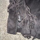 JOUJOU Womens Black Faux Suede Jacket with Fringe Accent Zip Up Sleeves — photo 2